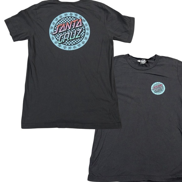VTG Santa Cruz Shirt Mens Medium Gray Cookie Logo Skater Y2K Tee Two Sided Beach - Picture 1 of 7